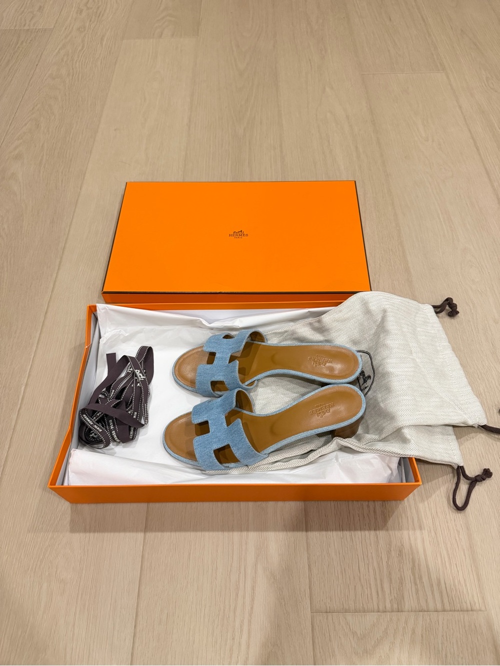 Hermes Oasis Sandals Denim Size 37.5